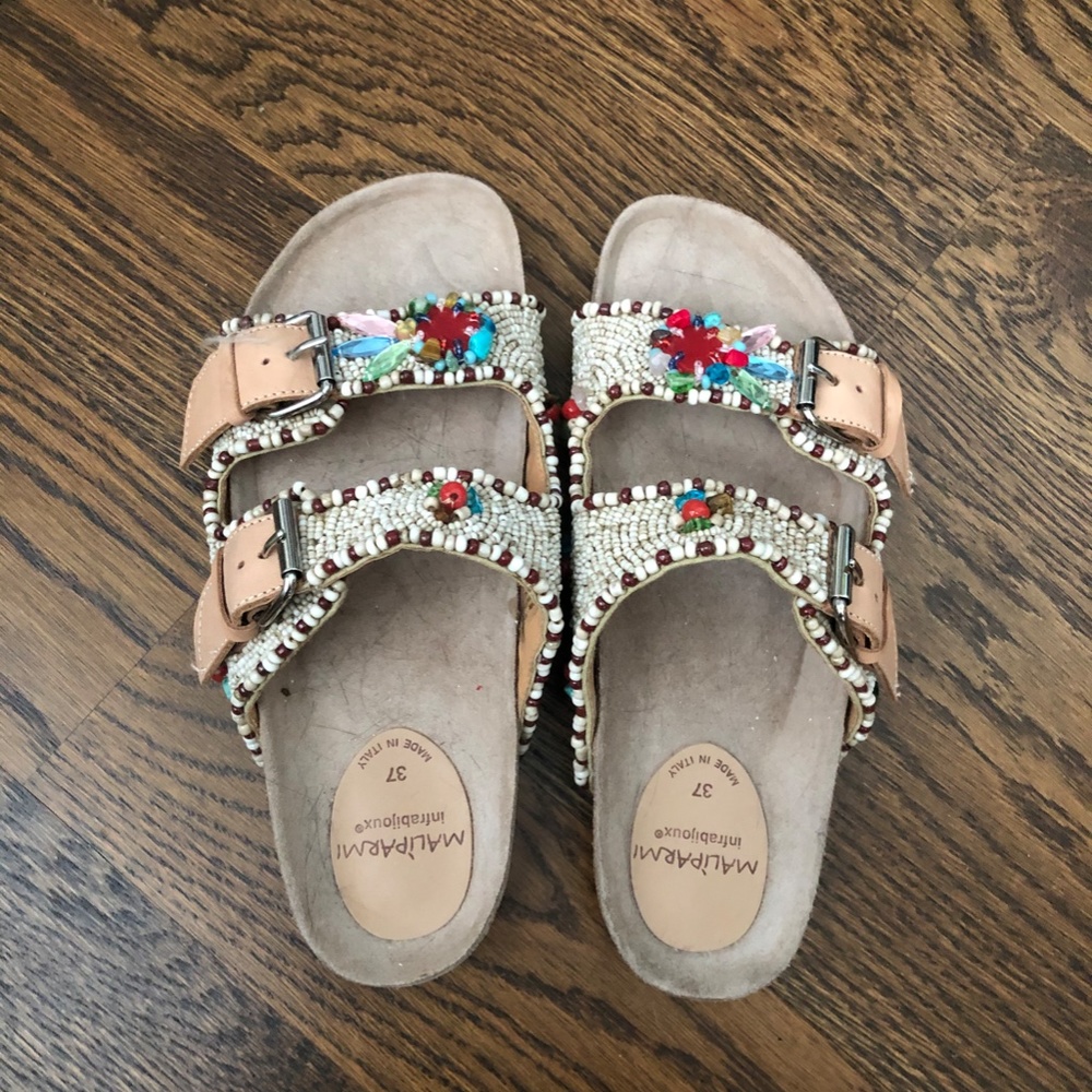 Brand New Colorful Maliparmi Hand-Beaded Sandals Size 6.5